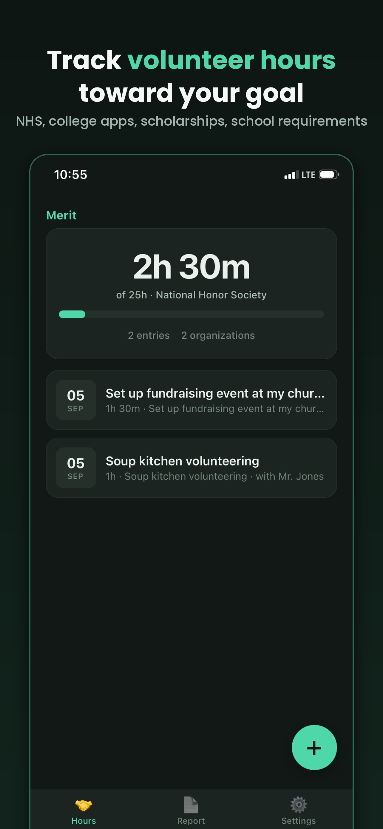 Screenshot 1 of Volunteer Hours Log: Merit