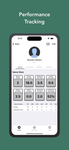 Stevenson Stats iPhone screenshot