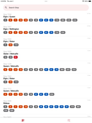 Ottawa Transit (OC Transpo) iPad screenshot