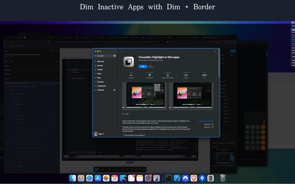 #1. Focusdim-Highlight or Dim apps (macOS) 由: Muhammad Masykur
