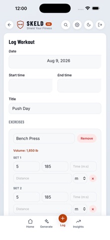 Skeld: Workout Tracker iPhone screenshot