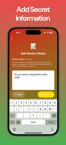 Letter to Santa for Christmas iPhone screenshot