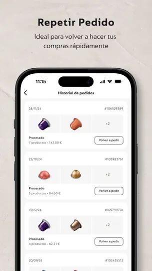 Captura de pantalla de Nespresso Store en iPhone 6