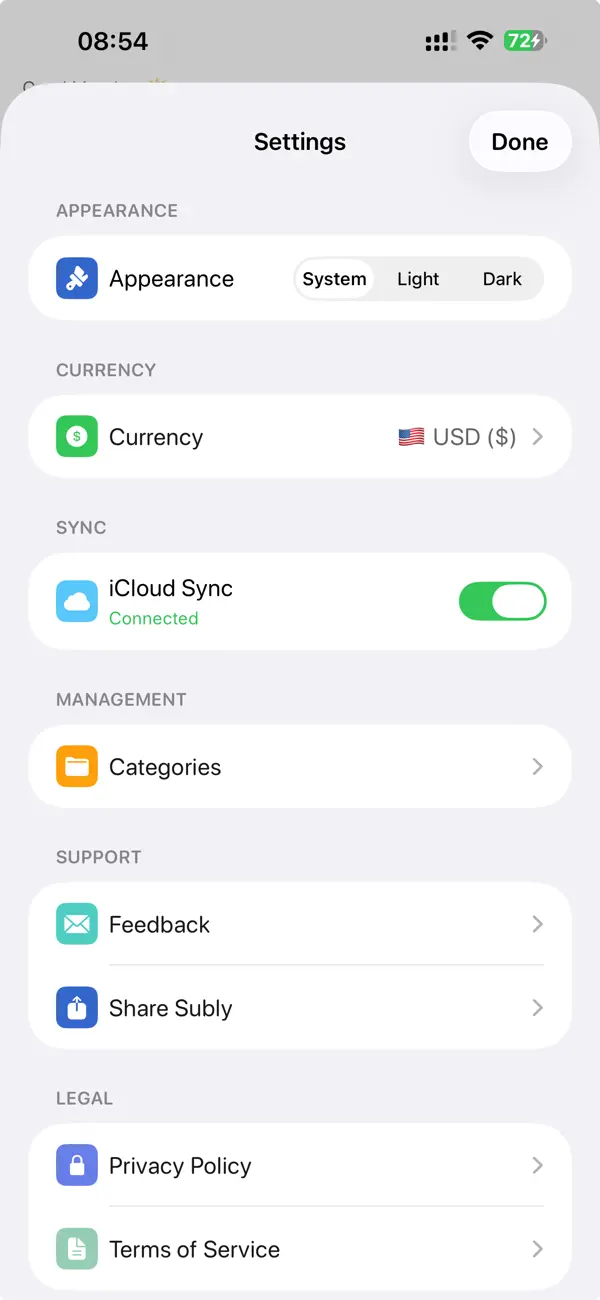 #5. Subscription tracker: Subly (iOS) Von: 茵 吕
