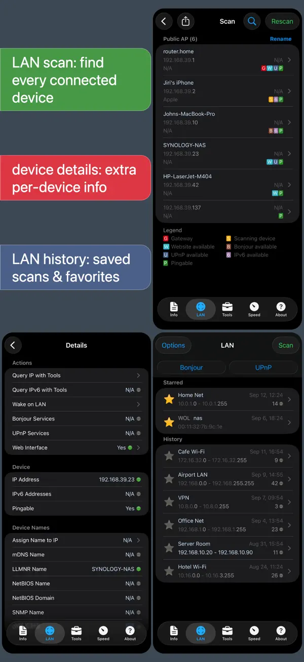 Network Analyzer Pro iPhone App Screenshot 1 – Dienstprogramme