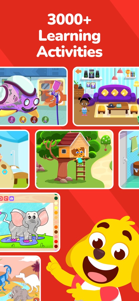 Kiddopia: Kids Learning Games - 3,000개 이상의 학습 활동이 제공되는 이 앱은 청소 게임과 공룡 그리기 등 다채로운 미니 게임으로 아이들의 호기심을 자극하고 몰입도를 높입니다.