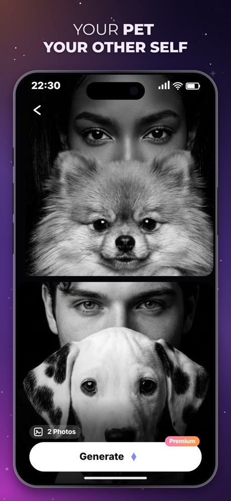 ReelMe: AI Photo & Video App Store screenshot 4, headline “YOUR PET YOUR OTHER SELF”. Badge.