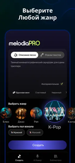 Скриншот Melodia - Музыка с ИИ на iPhone 3