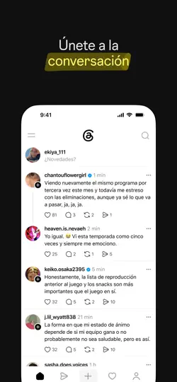 Captura de pantalla de Threads en iPhone 1