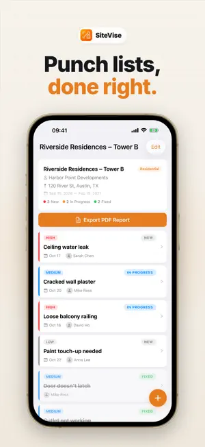 SiteVise: Punch List & Defects screenshot 1