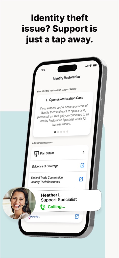 LifeLock Identity - Discover the clear 'Identity Restoration' workflow and immediate connection to a 'Support Specialist', ensuring prompt assistance during critical times.