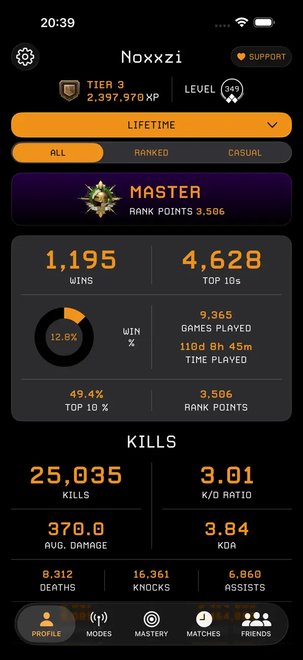 Screenshot #1 pour Stats Tracker for PUBG