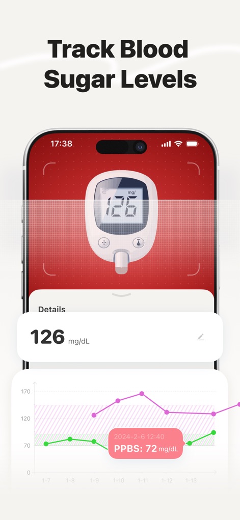 Health Scan: Heart & Sugar - This app allows users to track current blood sugar levels via intelligent recognition of measurement devices and visualize historical trends through intuitive graphs.