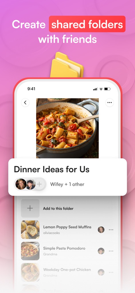 Osta: Save & Share Recipes - Witness the app's capability to create shared folders, enabling users to effortlessly collaborate with friends and family on recipe collections.