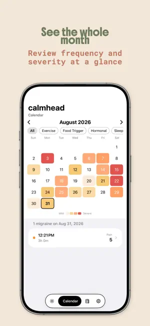 Migraine Tracker: calmhead screenshot 3