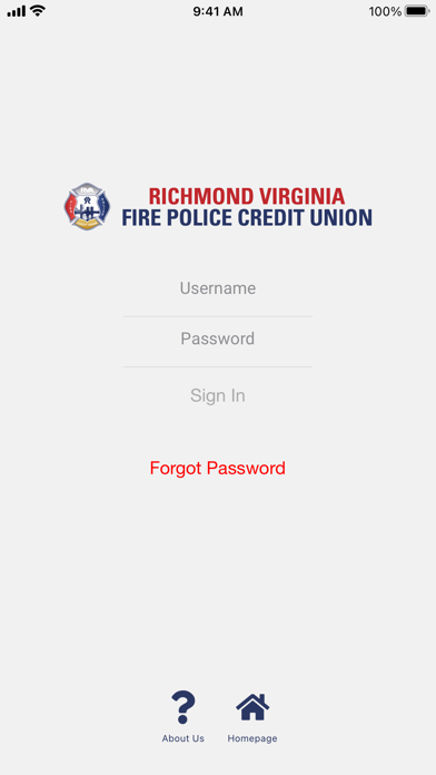 RVA Fire Police Credit Union Screenshot