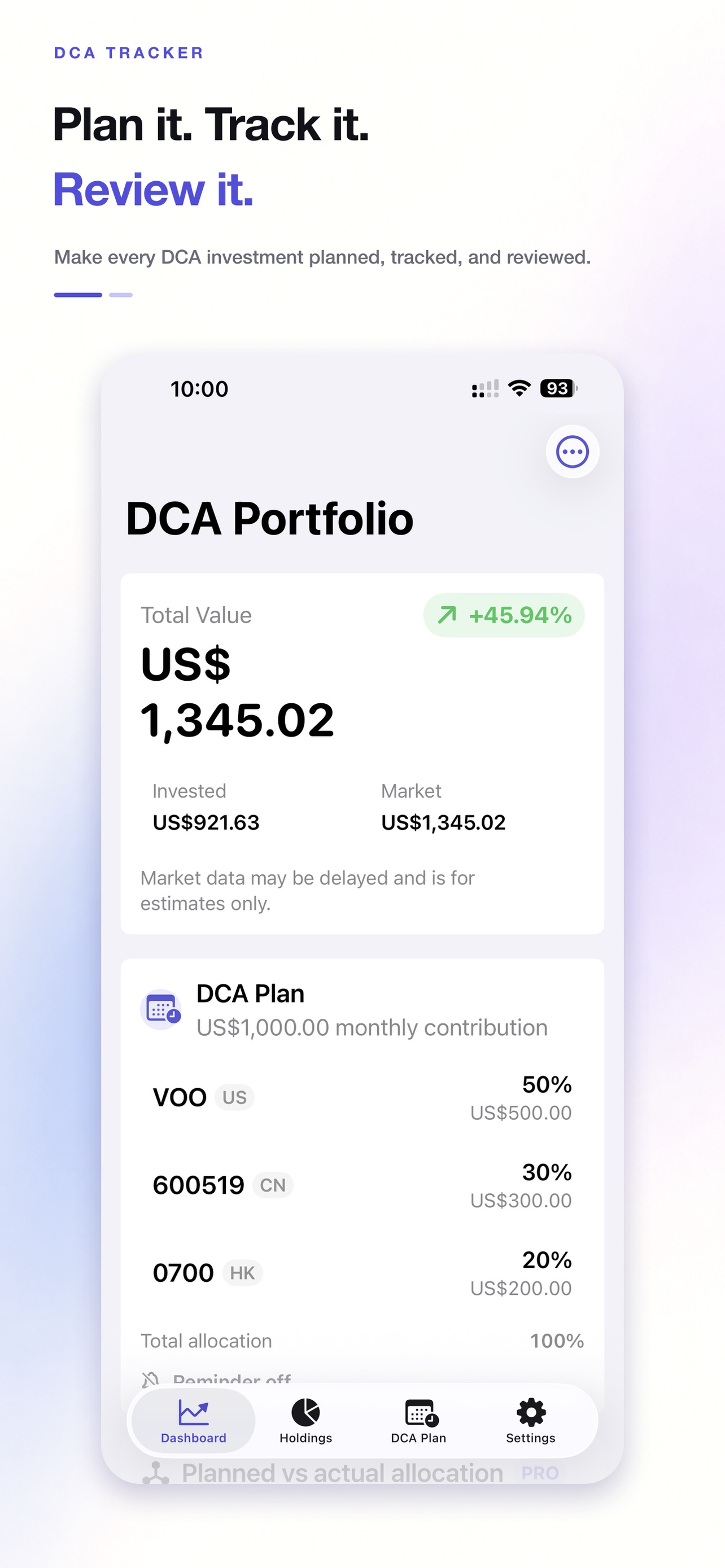 Screenshot 1 of DCA Portfolio Tracker: ETF