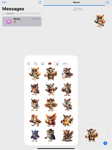 Detective Owl Stickers iPad screenshot