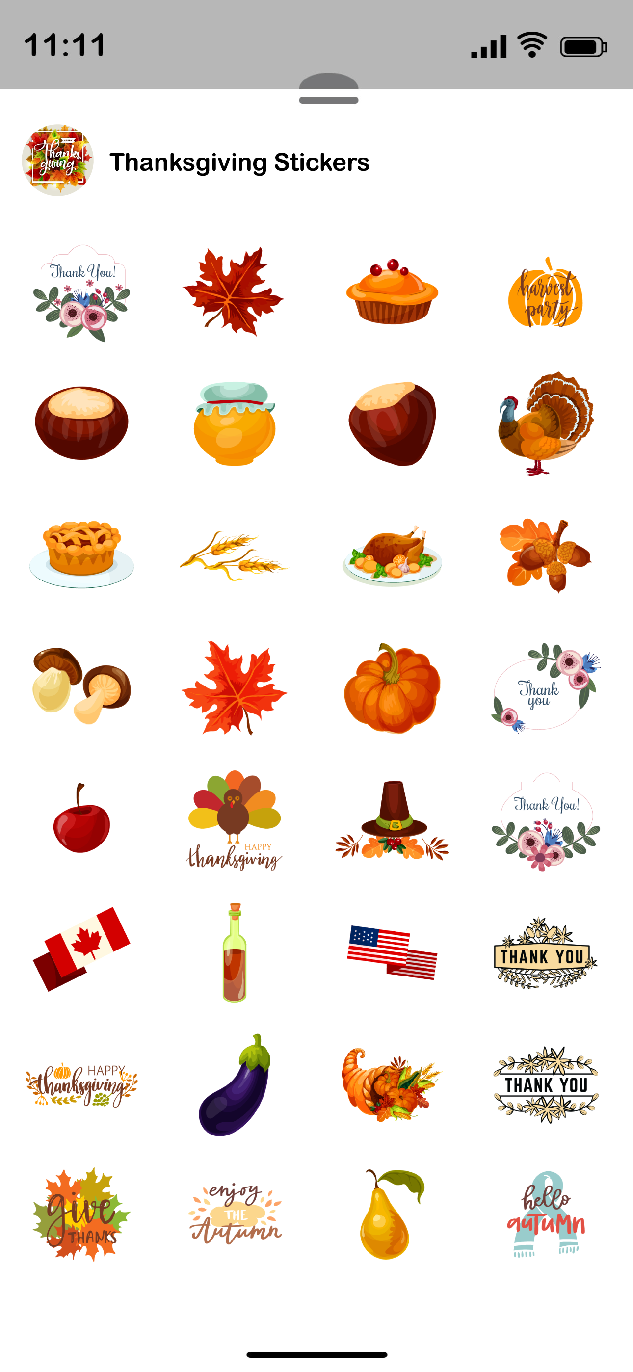 Thanksgiving Stickers!! screenshot 2
