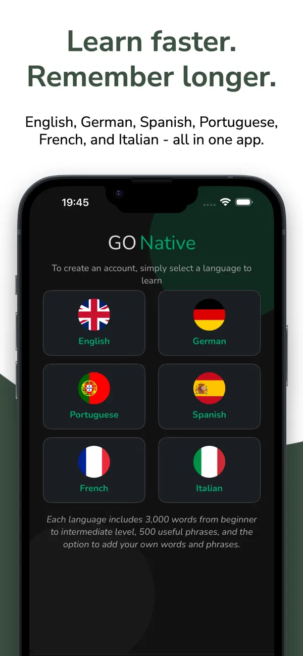 Screenshot #1 pour Go Native – Learn Words