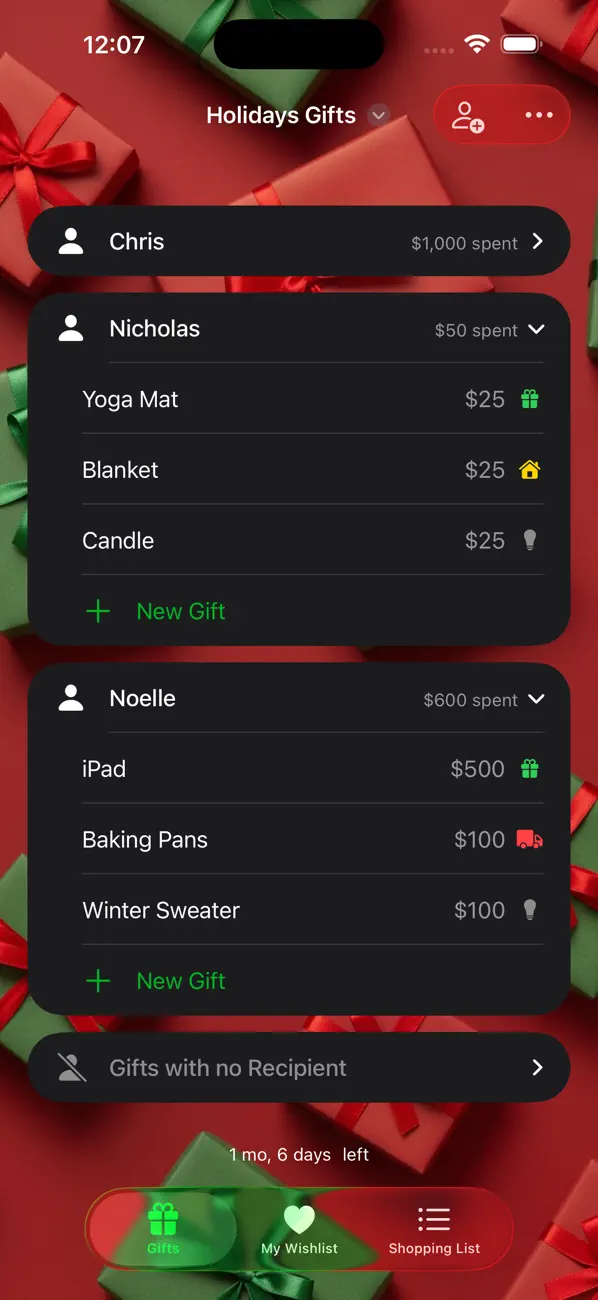 Screenshot #1 pour Gift Lists+