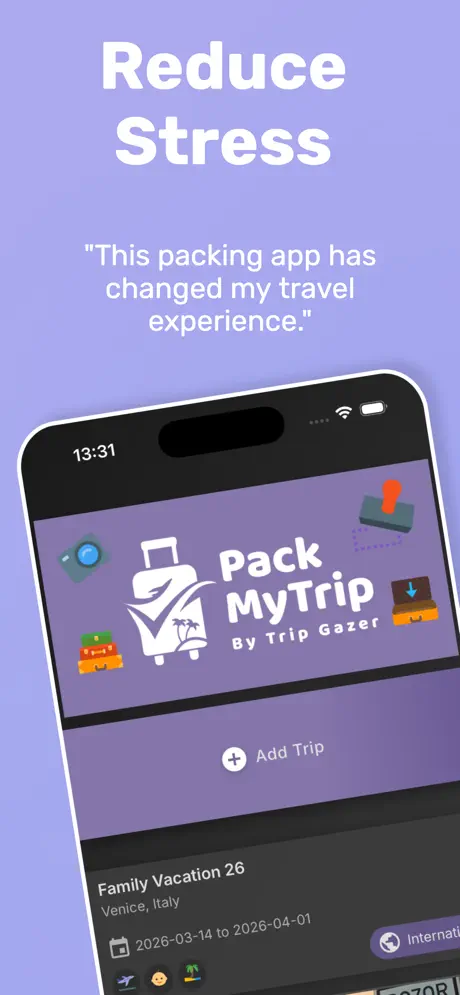 PackMyTrip Packing List 旅行打包清单应用截图