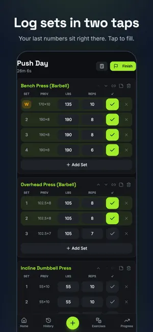 RackRecord: Gym Workout Log screenshot 1