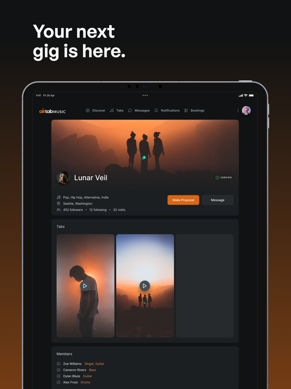 Airtab Music iPad screenshot 1 - Social Networking app
