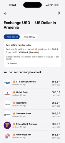 Currency Rates Armenia iPhone screenshot