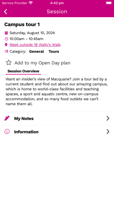 Macquarie University Open Day Screenshot