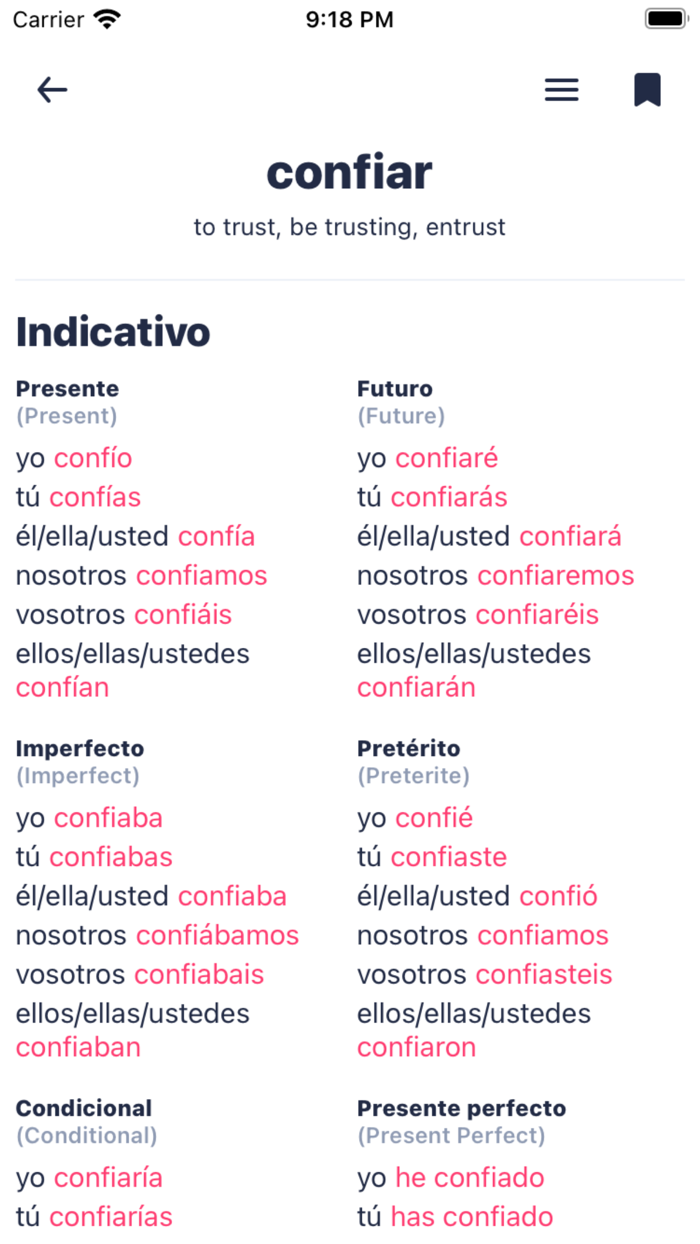 Spanish Conjugation  Verbs