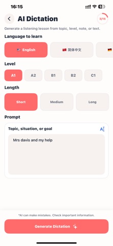 Dictation AI: Listen & Learn iPhone screenshot