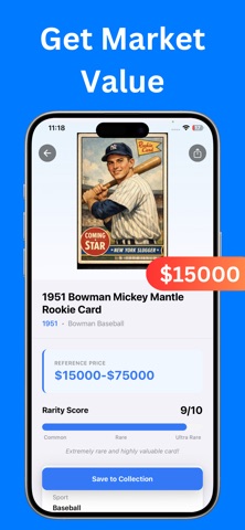 Sports card scanner no ads screenshot