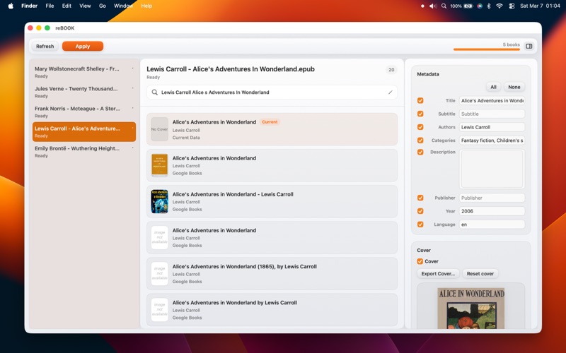 Screenshot #1 pour reBOOK. EPUB Metadata Editor