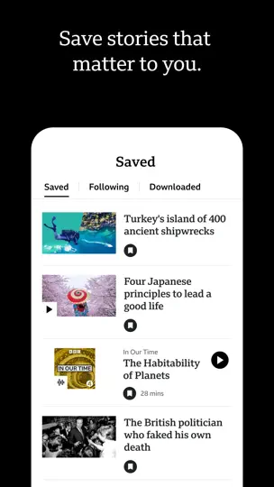 Captura de pantalla de BBC: World News & Stories en iPhone 6