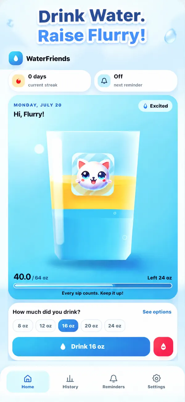 Screenshot #1 pour WaterFriends: Water Tracker