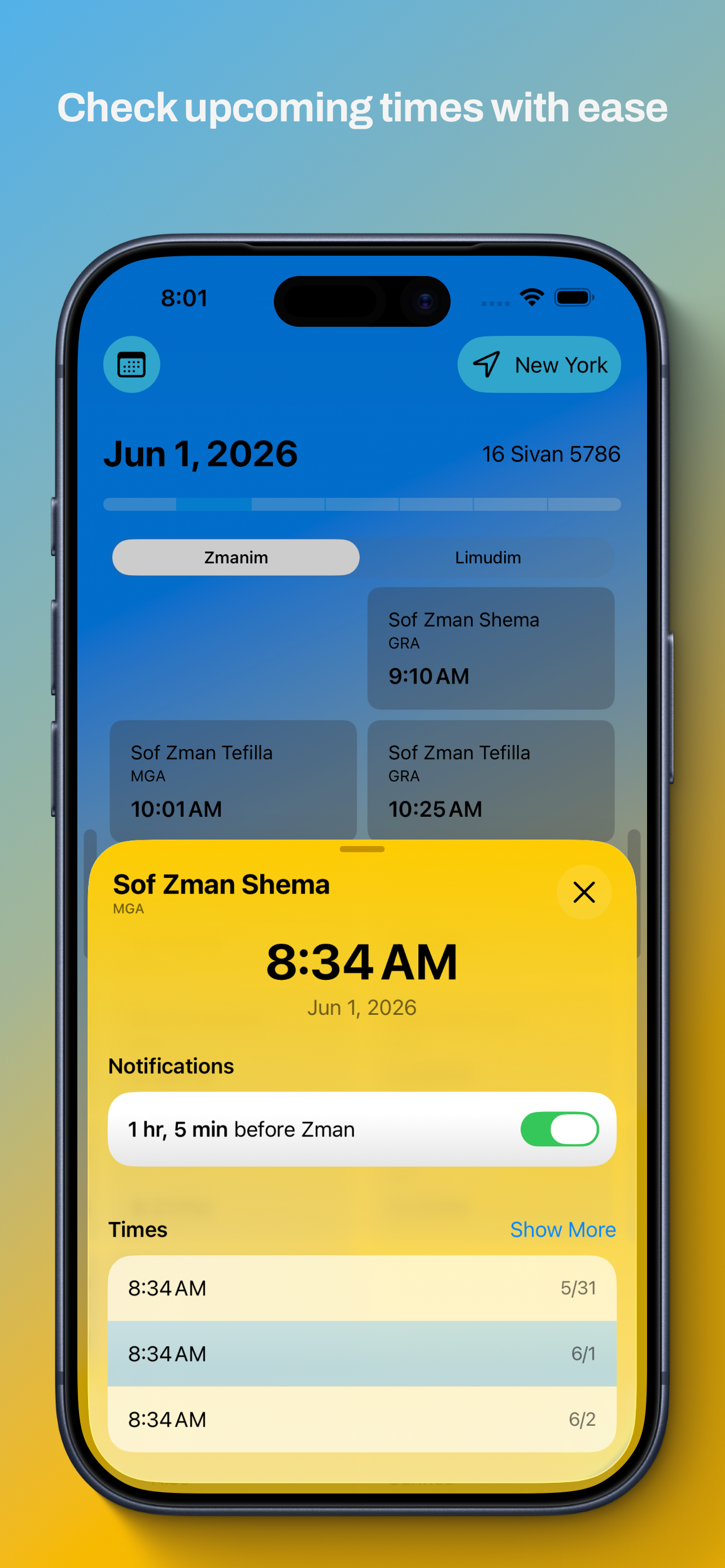 ClearZmanim screenshot 2