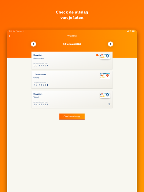 Staatsloterij iPad app afbeelding 4