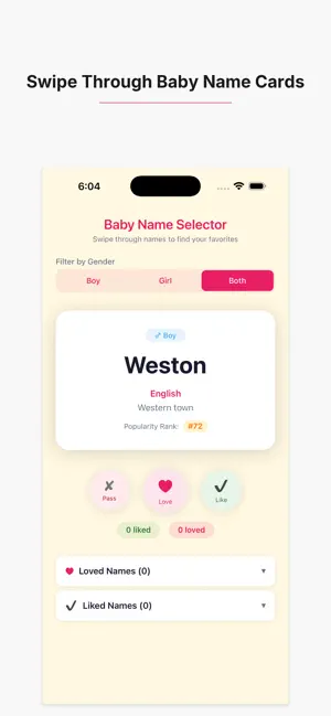 Baby Names: Swipe & Save screenshot 1