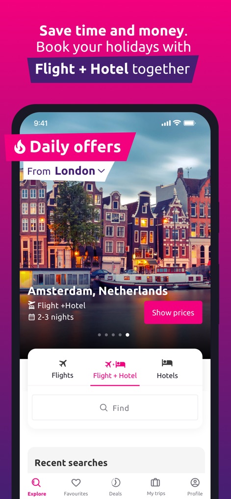 lastminute.com - Travel Deals - See how the app streamlines travel planning with dynamic 'Daily offers' and convenient 'Flight + Hotel' package booking options.