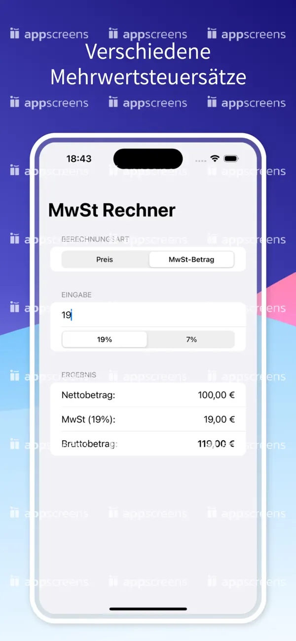 Screenshot #2 pour MwSt Rechner 2