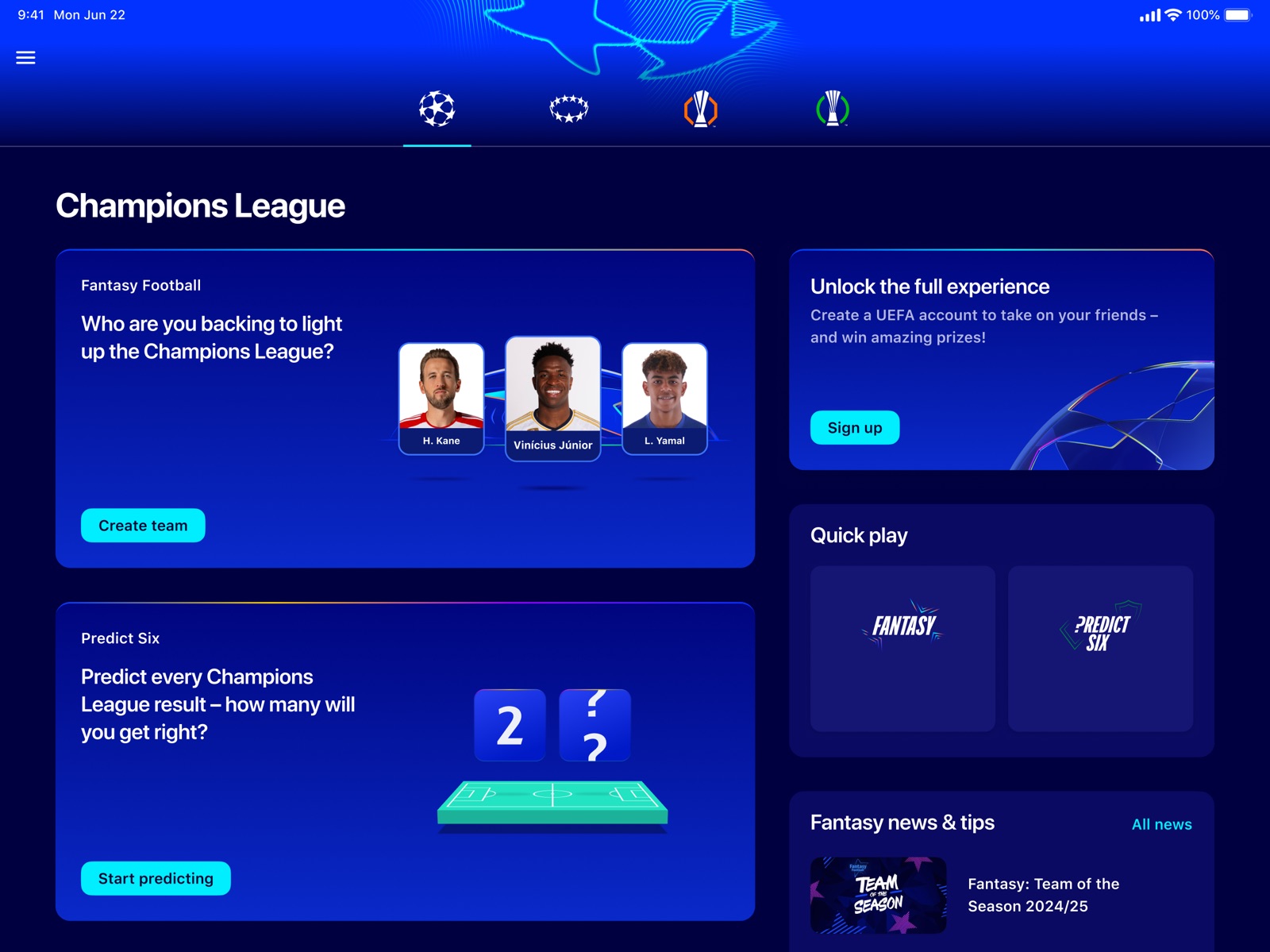 UEFA Gaming: Fantasy Football ipad screenshot 1