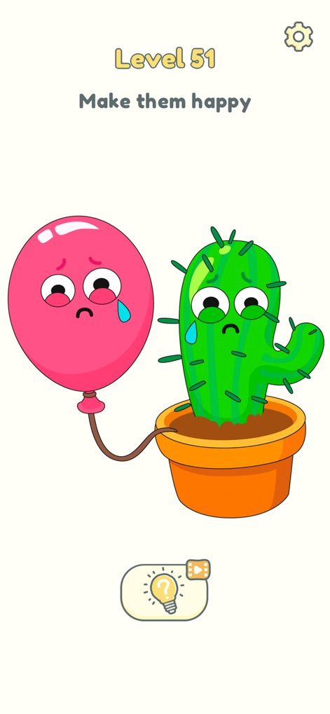 DOP 2: Delete One Part - Esta herramienta introduce un puzle de empatía, mostrando un globo desinflado y un cactus con expresiones tristes. Los usuarios deben interactuar para transformarlos y hacerlos felices.