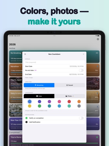 Countdown Calendar: TimeFeel iPad screenshot