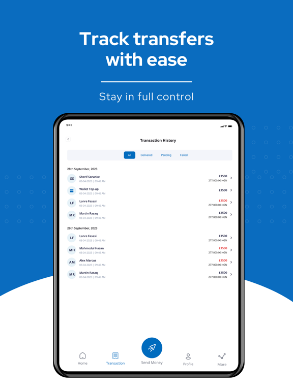 VeloRemit iPad screenshot 6 - Finance app