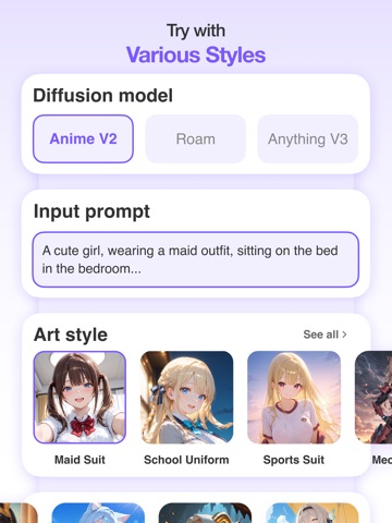 Anime Art - AI Art Generator iPad screenshot