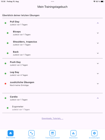 Workout Diary 1 iPad screenshot