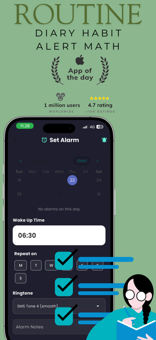 Routine - Habit & Math Alarm Screenshot 1 of 4