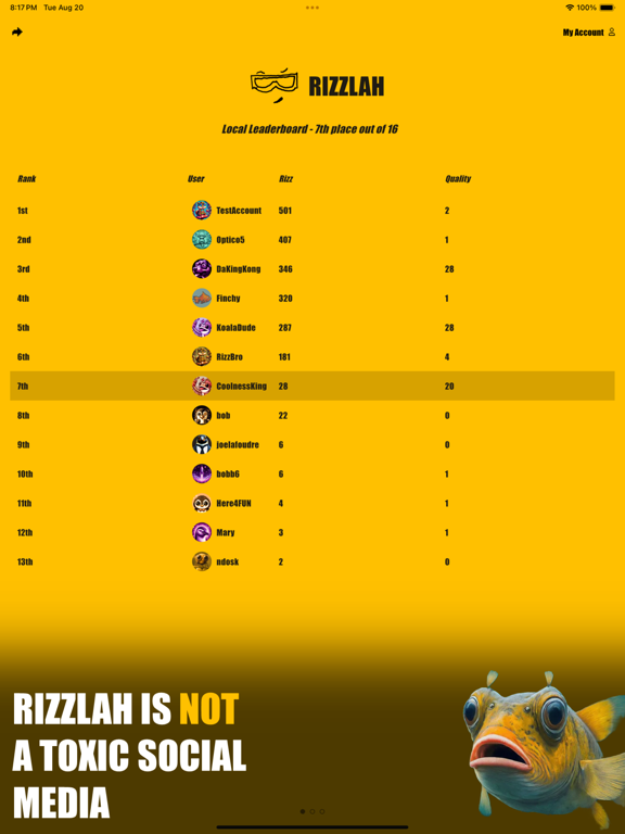 RIZZLAH iPad screenshot 2 - Social Networking app