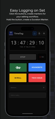 TimeTag: On-set logging screenshot